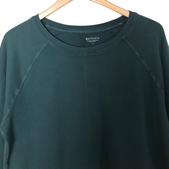 Athleta Women's Teal Blue Long Sleeve Sweatshirt Size Large - Picture 3 of 4